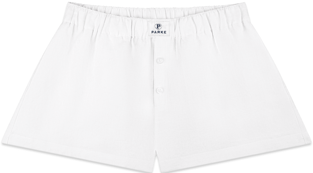 linen boxer short flat lay -white