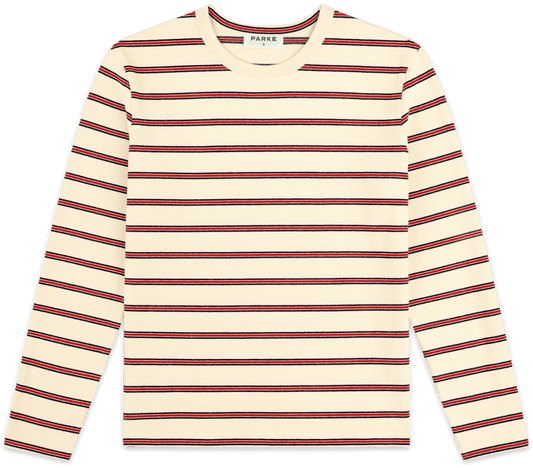 long sleeve striped tee -firecracker stripe