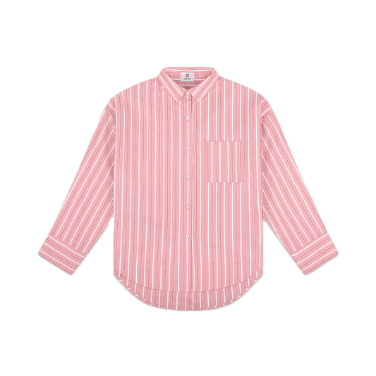 dark pink stripe boyfriend button down- dark pink stripe