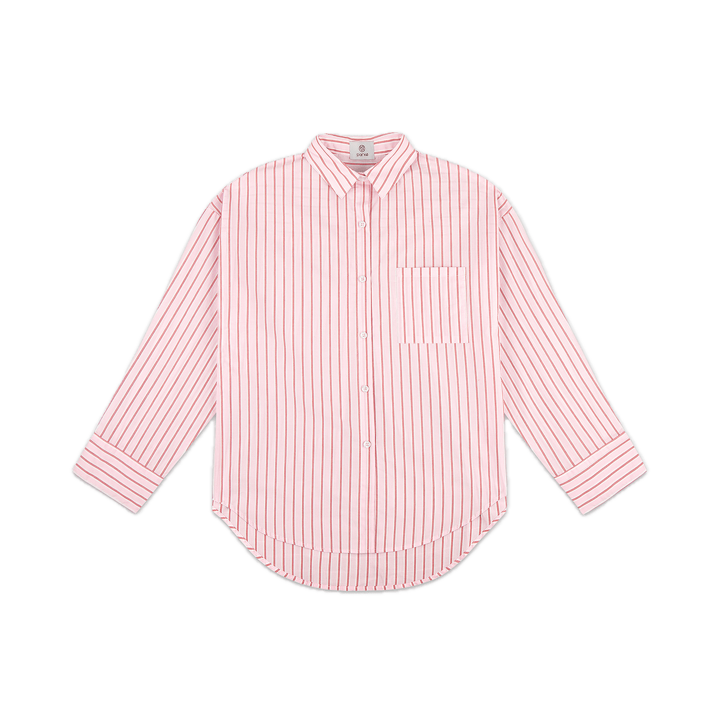 light pink stripe boyfriend button down flat lay -light pink stripe