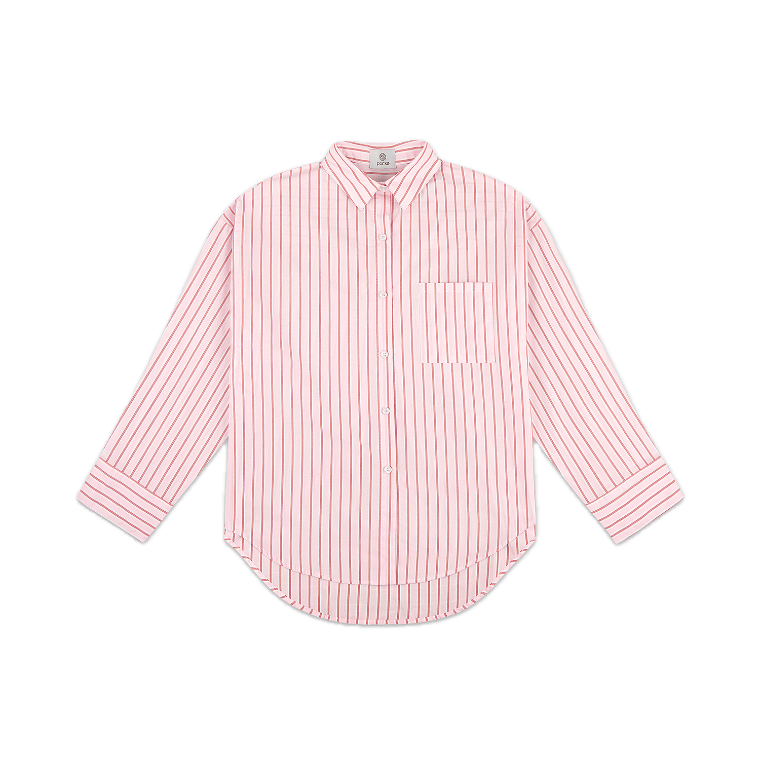 light pink stripe boyfriend button down flat lay- light pink stripe