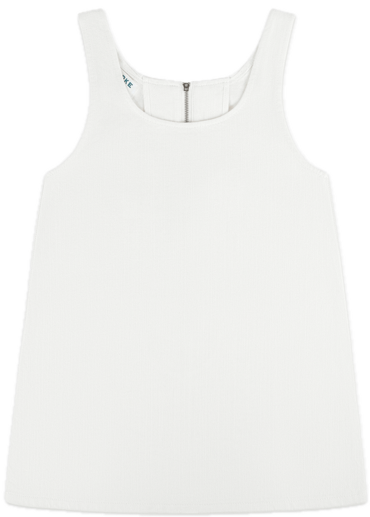 denim mini dress flat lay -white