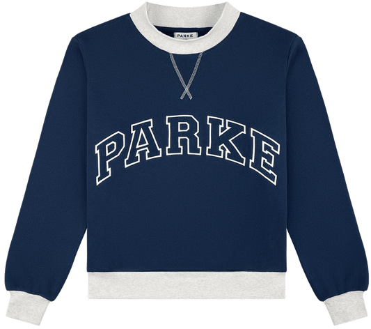 two tone varsity mockneck -denim
