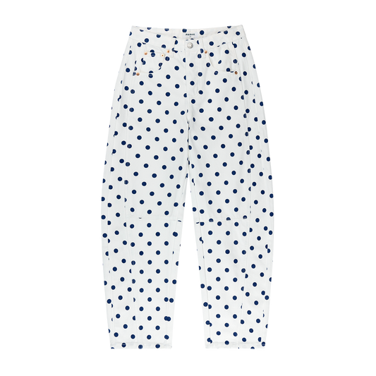 Polka Dot Horseshoe Jean - White Polka Dot