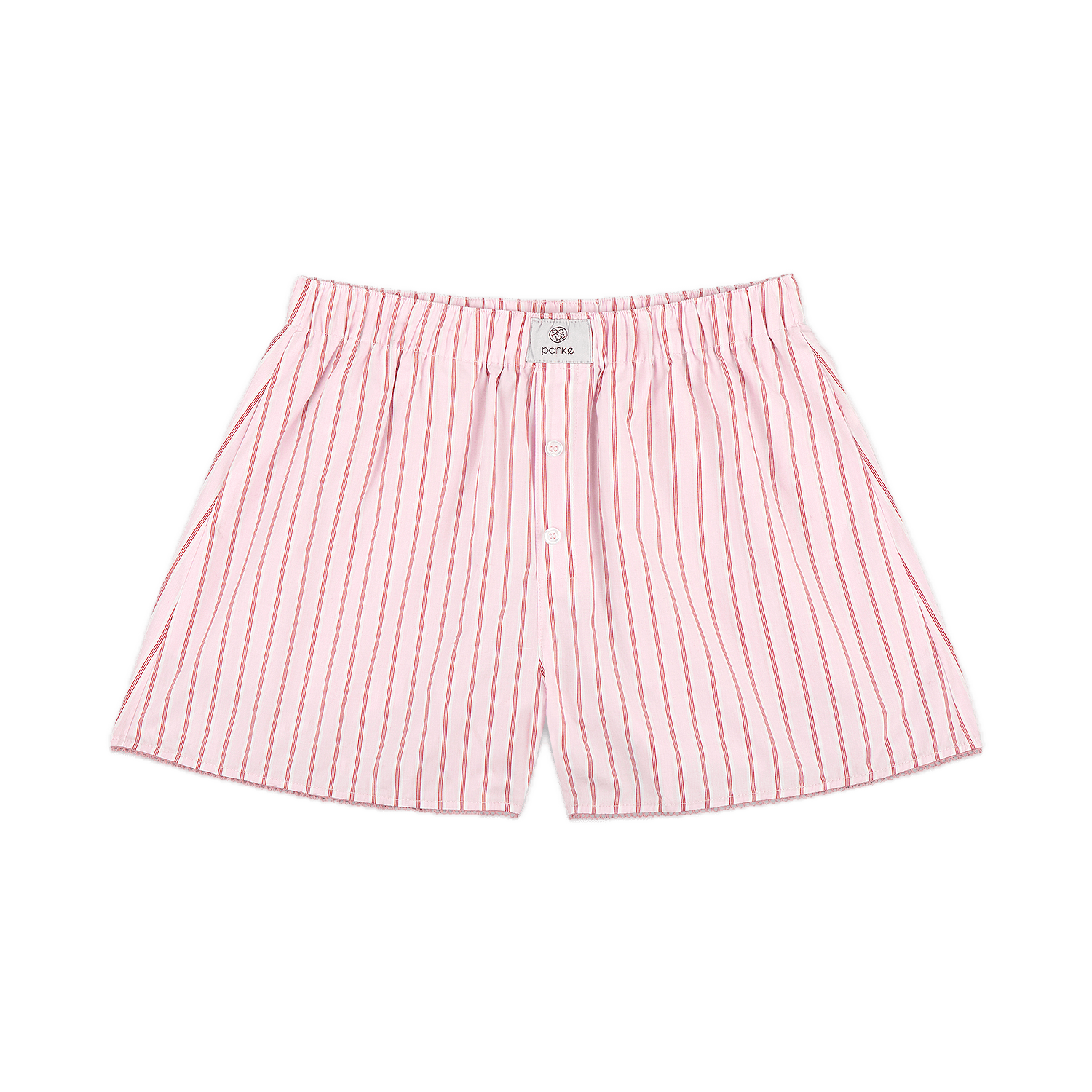 light pink frill boxer short flat lay -light pink stripe