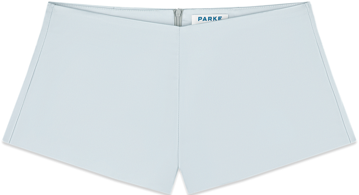 Satin shorts flat lay -something blue