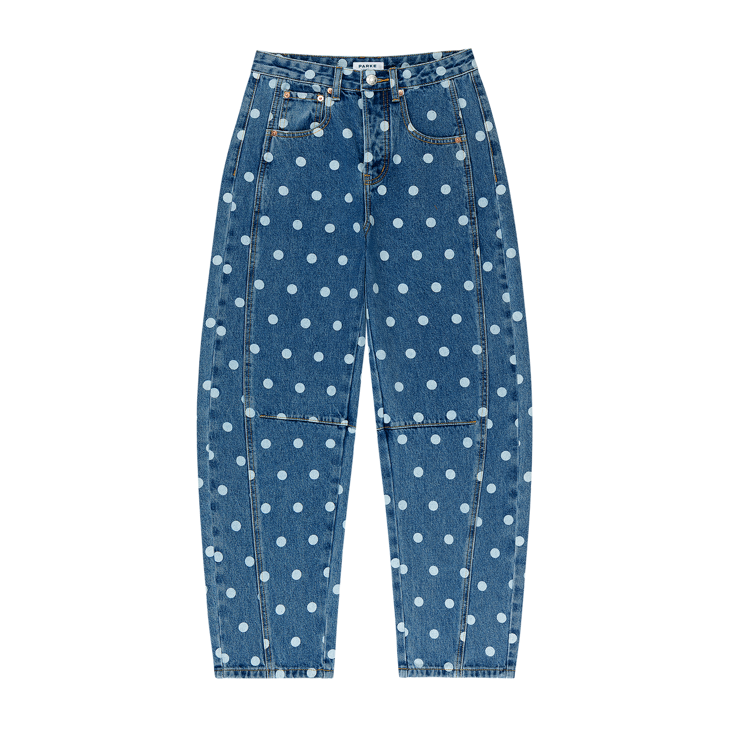 Polka Dot Horseshoe Jean - Medium Wash Polka Dot
