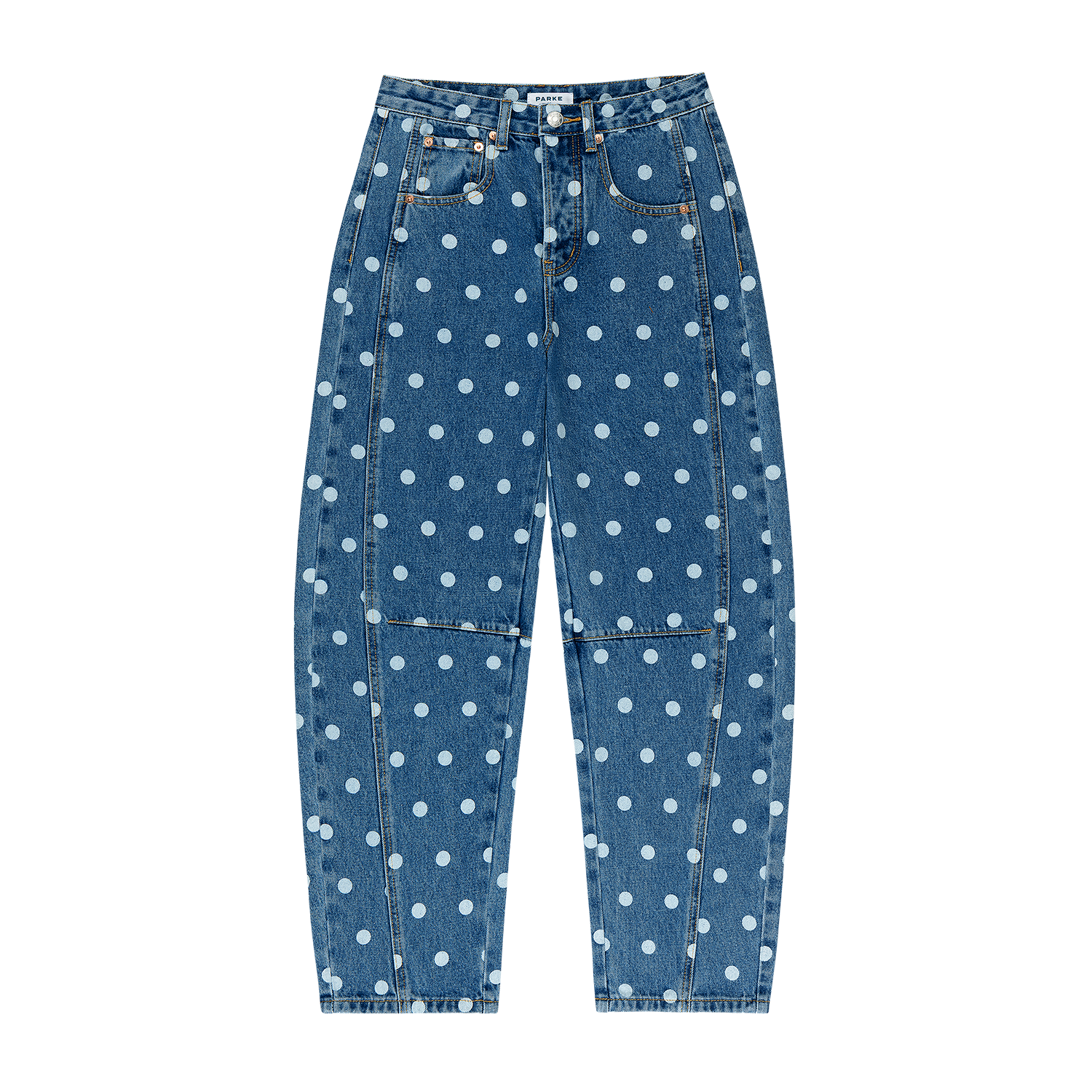 Polka Dot Horseshoe Jean - Medium Wash Polka Dot