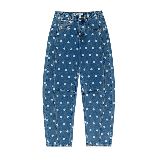 Polka Dot Horseshoe Jean - Medium Wash Polka Dot
