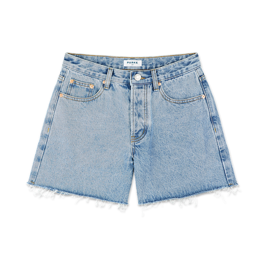 long baggy shorts flat lay -vintage wash
