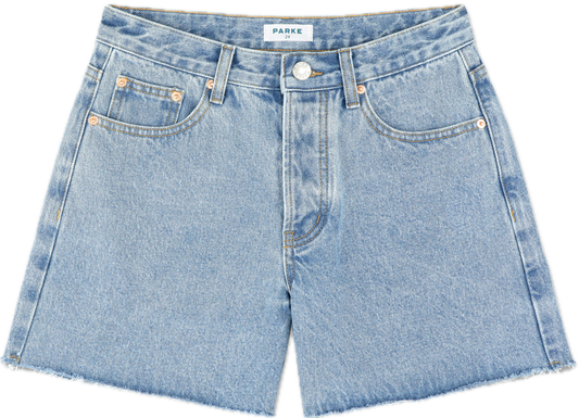 long baggy shorts flat lay -vintage wash