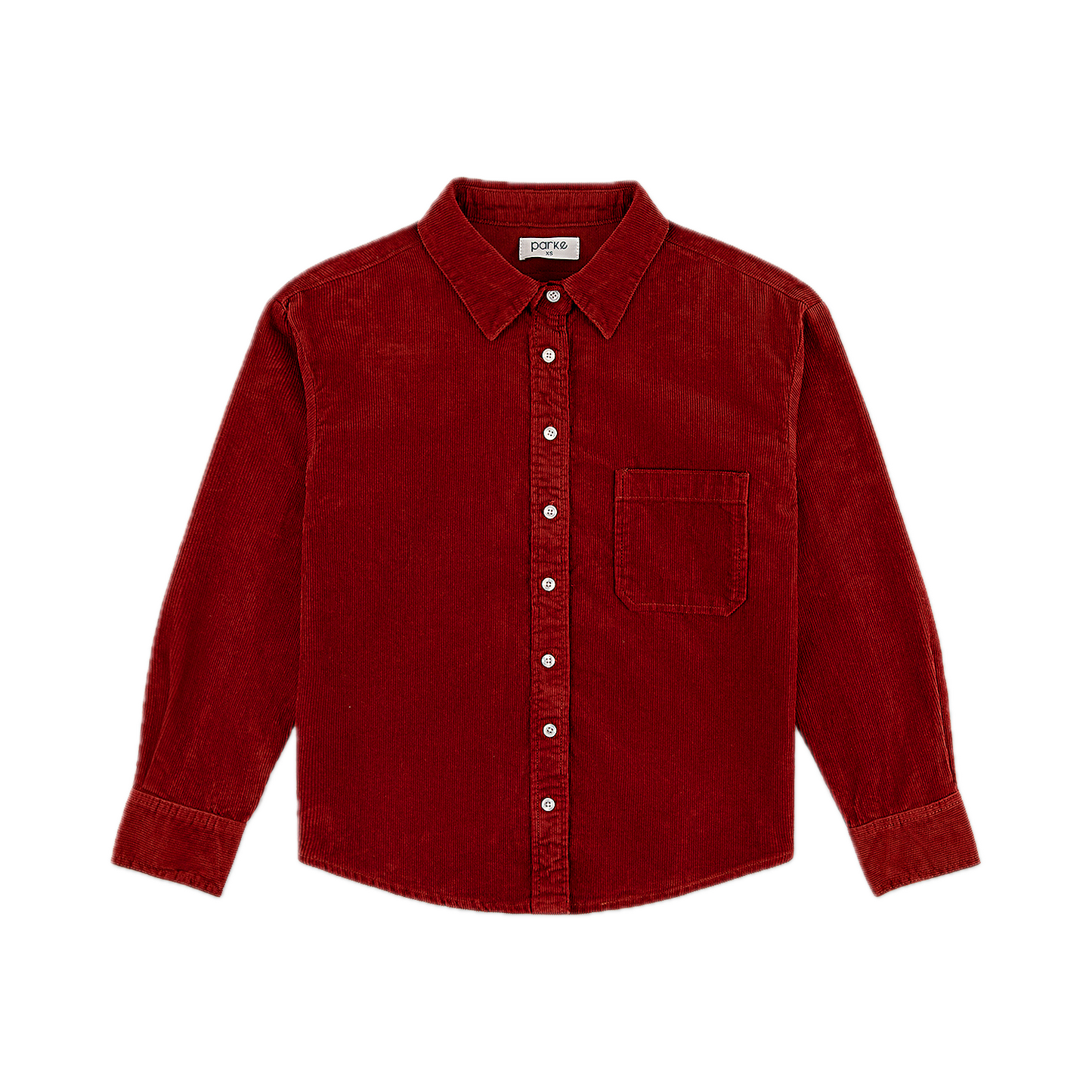 burgundy cord button up shirt flat lay- burgundy