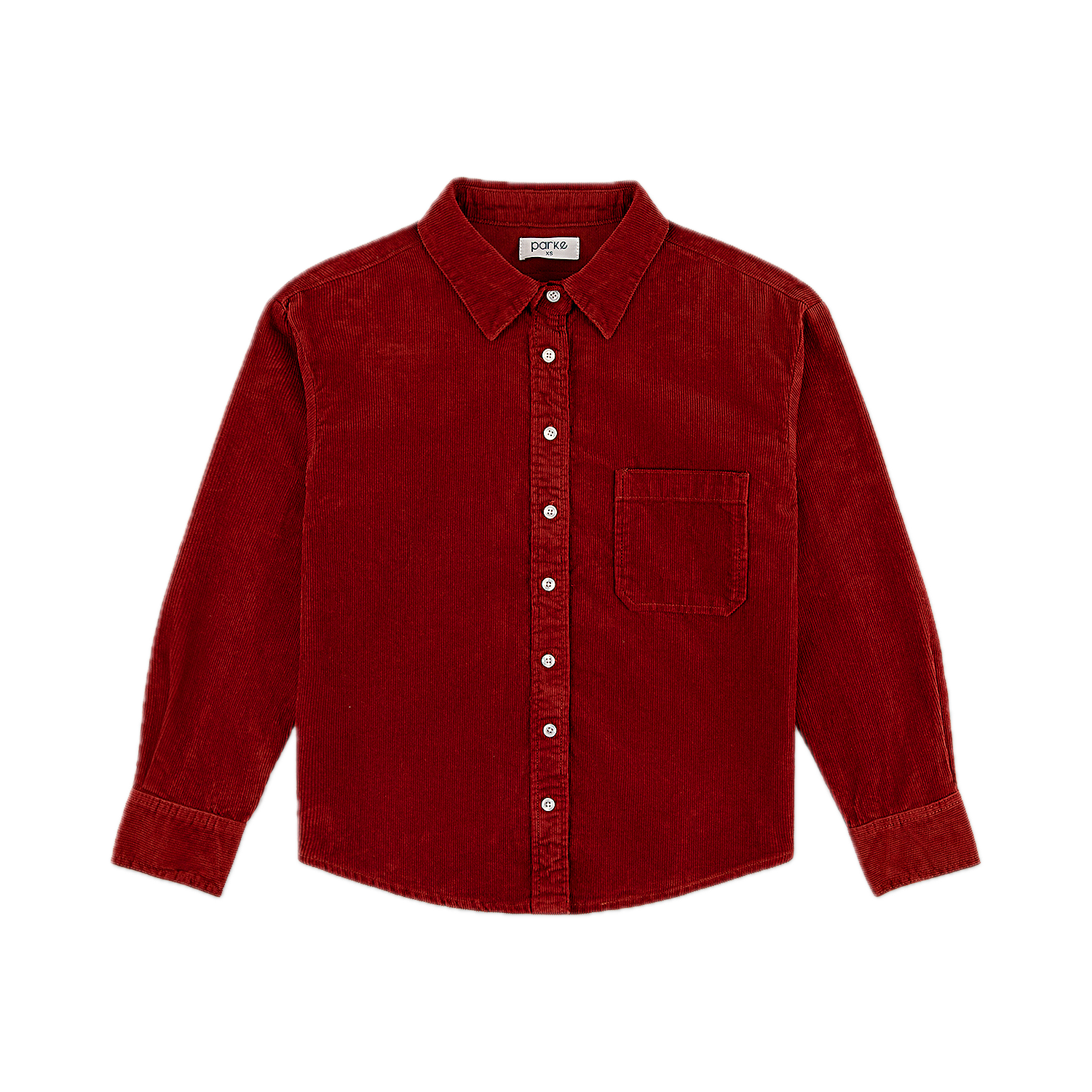 burgundy cord button up shirt flat lay- burgundy