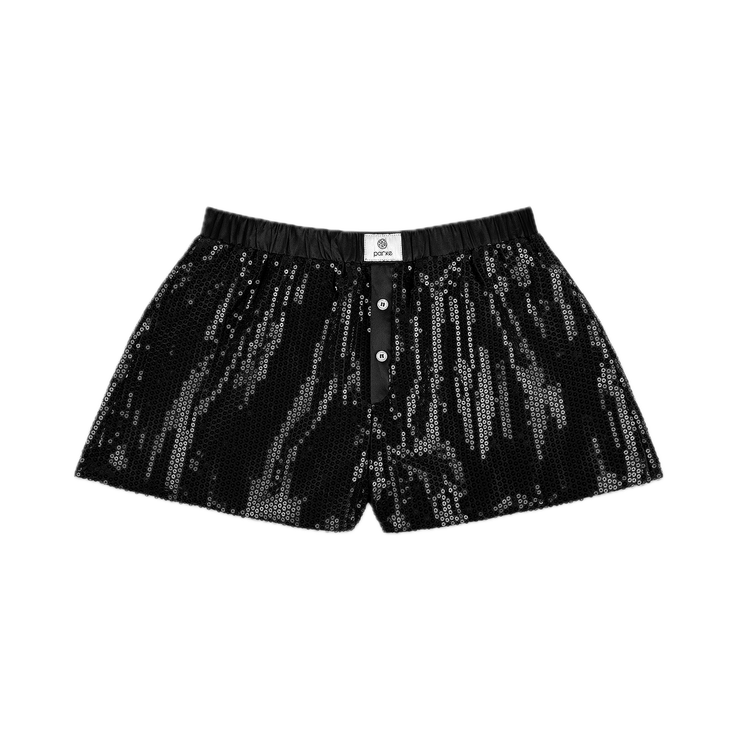 black sequin boxer short flat lay- black