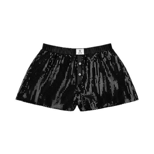 black sequin boxer short flat lay- black