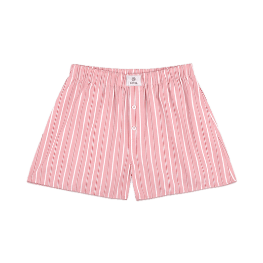 dark pink frill boxer short flat lay- dark pink stripe