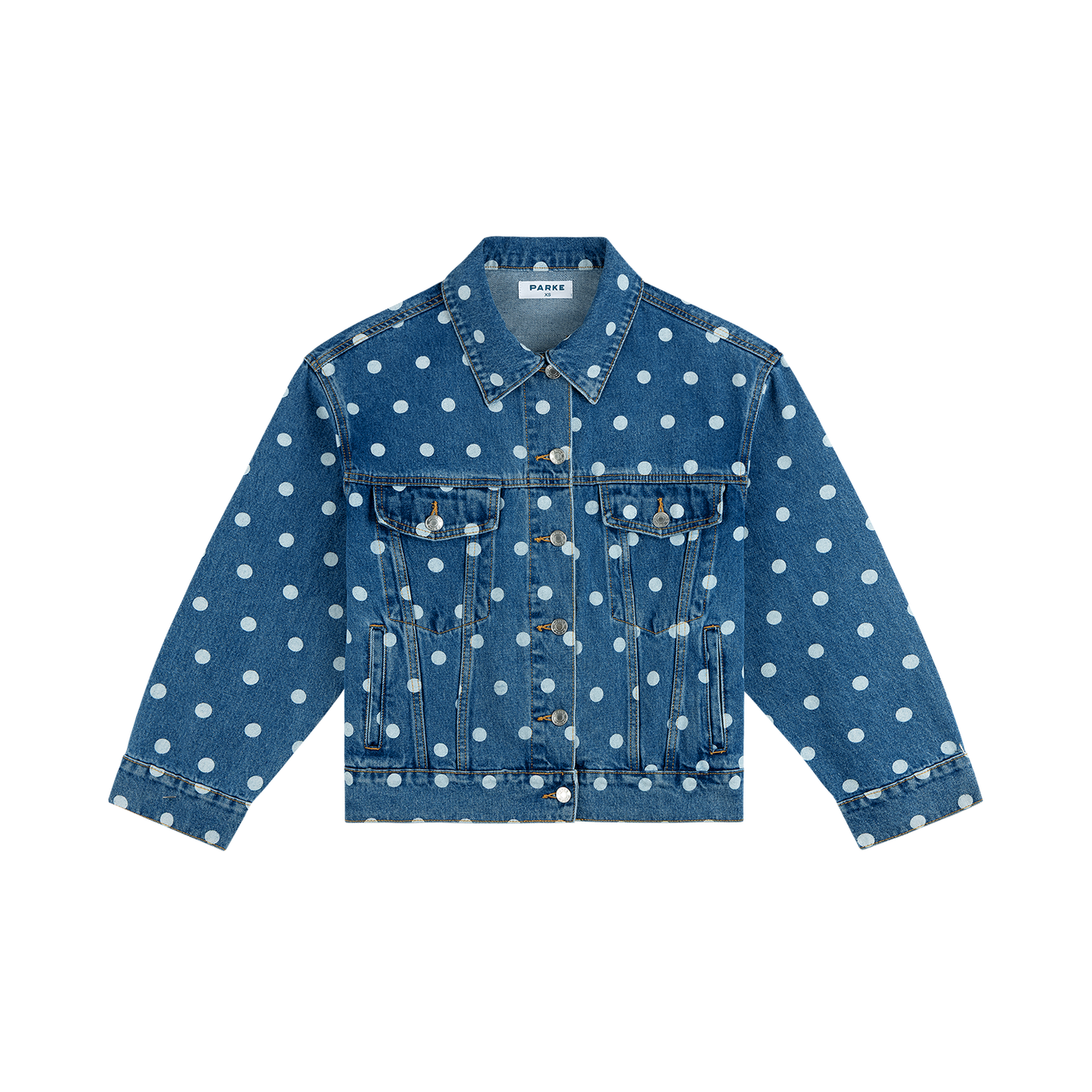 Polka Dot Oversized Denim Jacket - Medium Wash Polka Dot