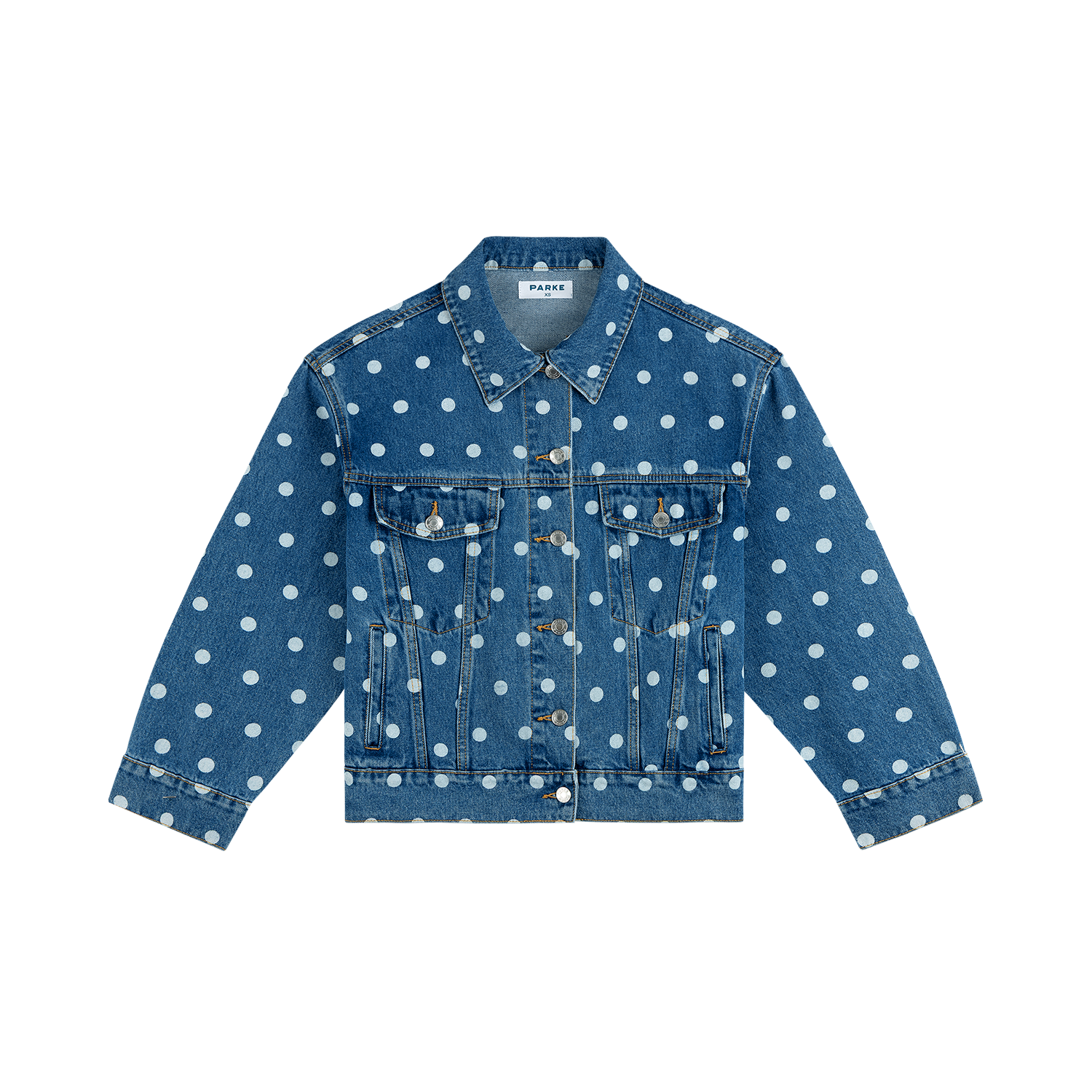 Polka Dot Oversized Denim Jacket - Medium Wash Polka Dot