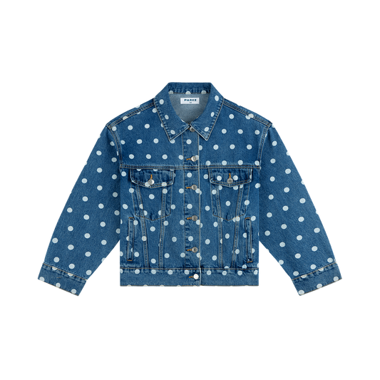 Polka Dot Oversized Denim Jacket - Medium Wash Polka Dot