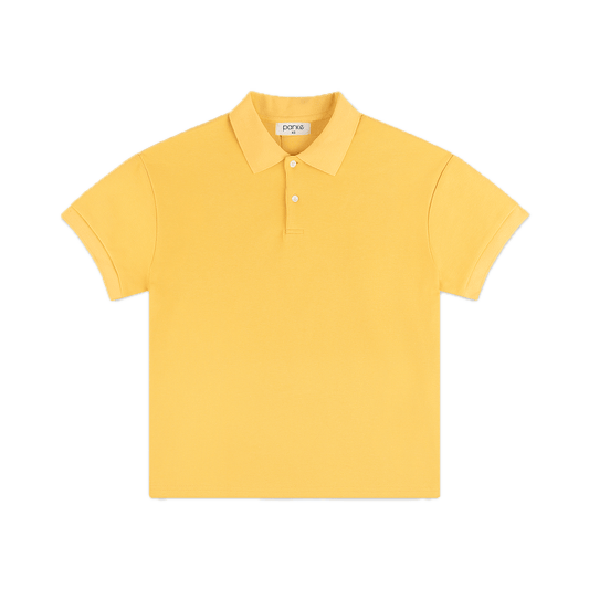 short sleeve polo flat lay - sunny