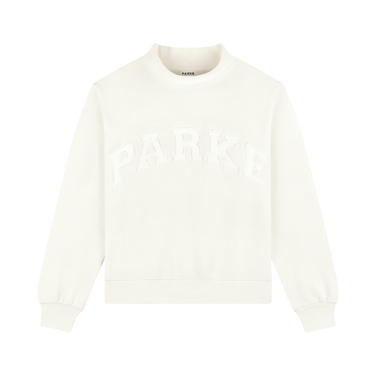 Bridal Varsity Mockneck - Ivory + White