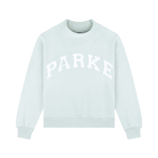 Bridal Varsity Mockneck - Pale Blue + White