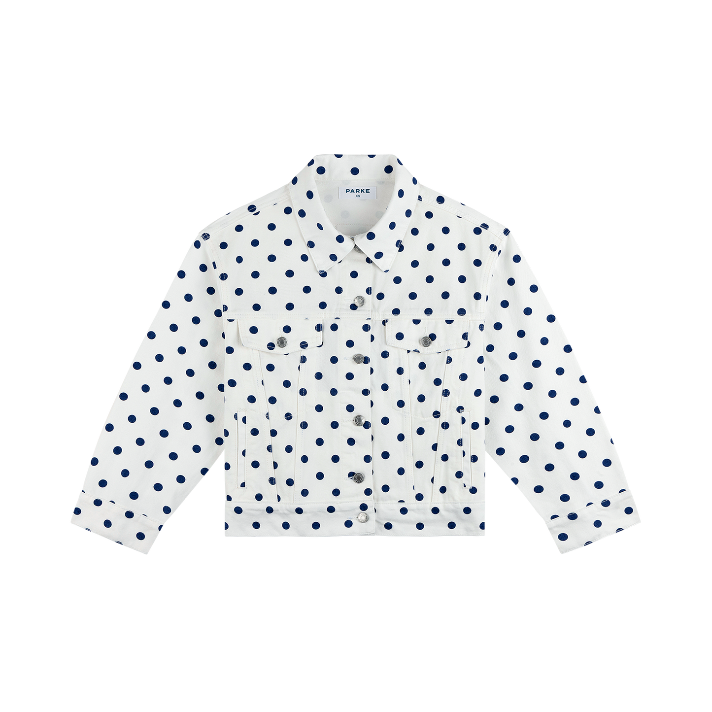 Polka Dot Oversized Denim Jacket - White Polka Dot