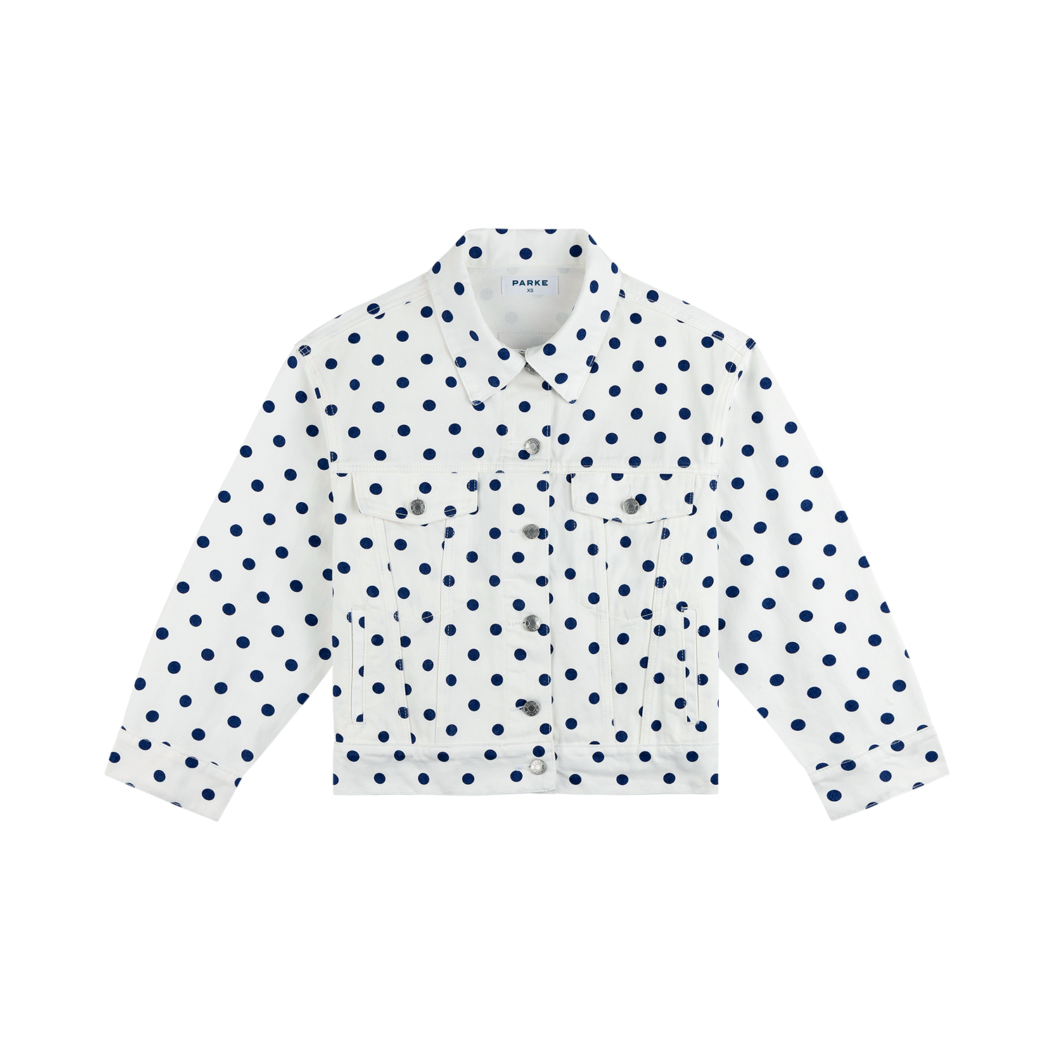 Polka Dot Oversized Denim Jacket - White Polka Dot