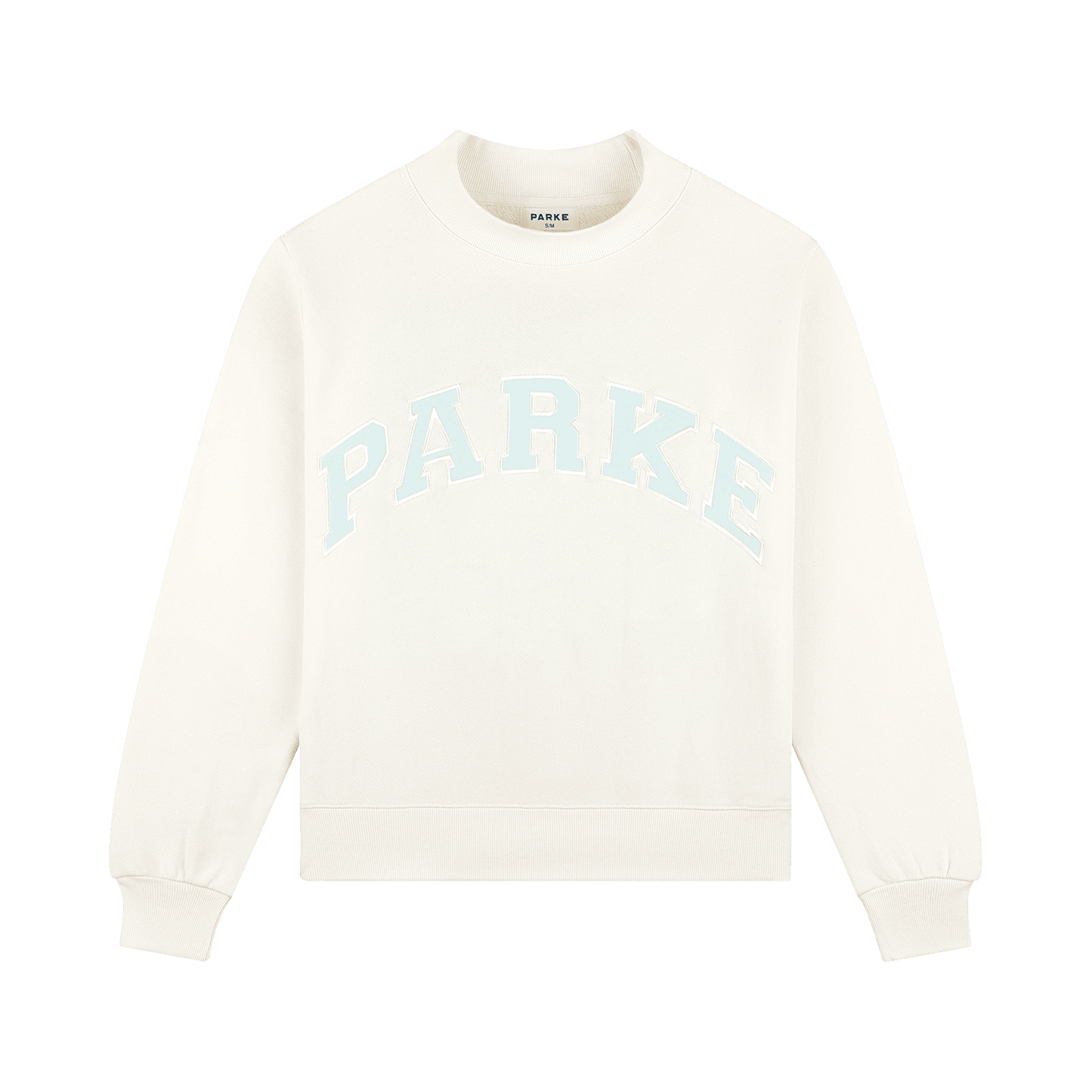 Bridal Varsity Mockneck - Pearl + Pale Blue