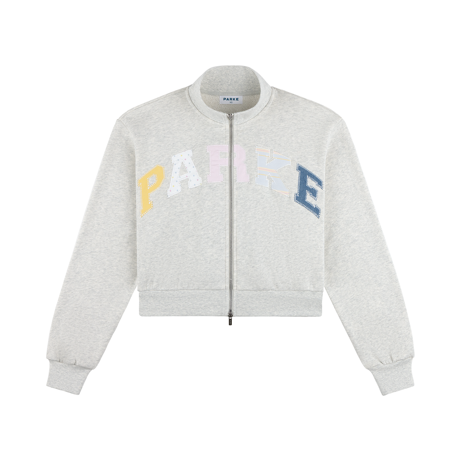 Patchwork Zip Up Mockneck - Heather Grey