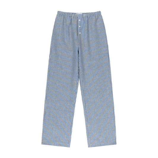 Gingham Linen Pants - Blue Gingham