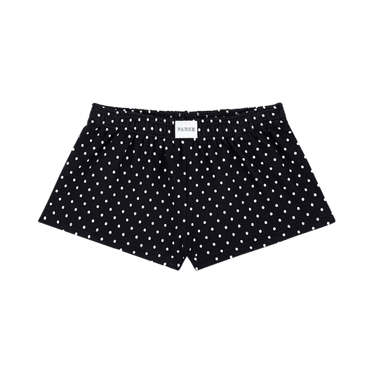 Preorder Boxer Sweatshorts - Black Polka Dots