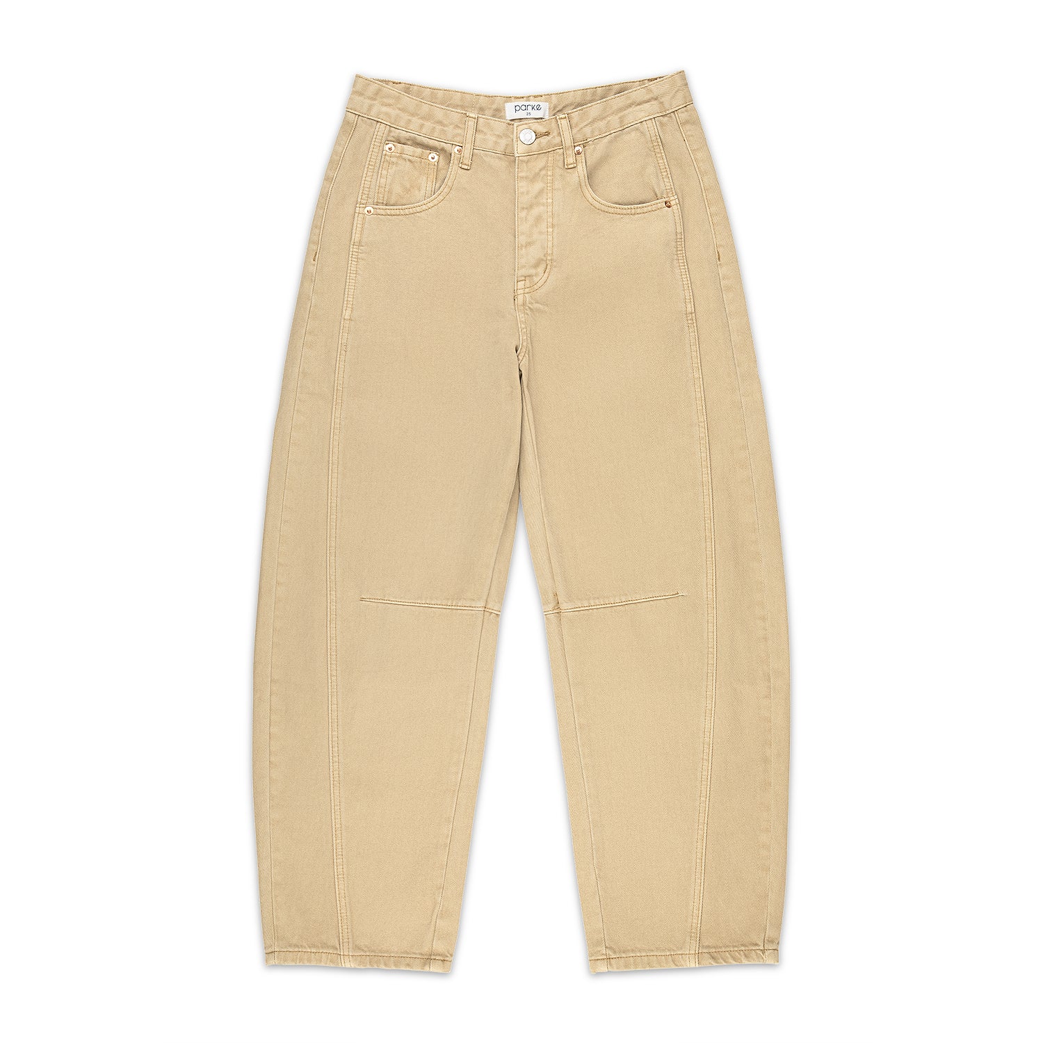 horseshoe jean flat lay -camel