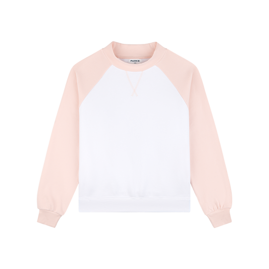 Raglan Mockneck - Rose + White