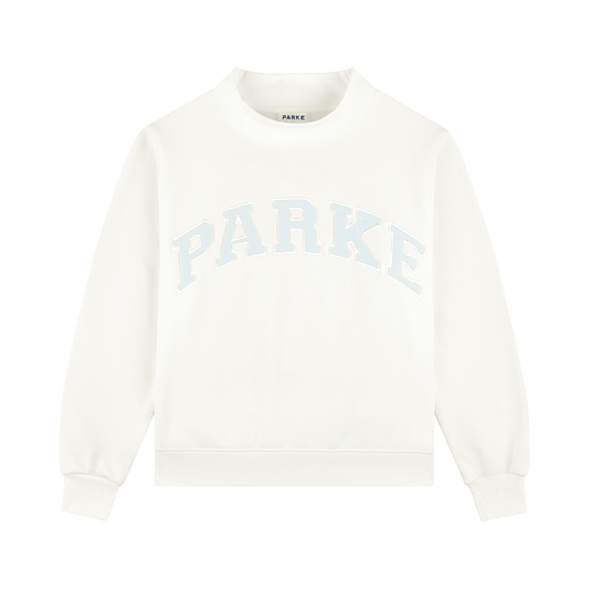 Bridal Varsity Mockneck - Pearl + Pale Blue