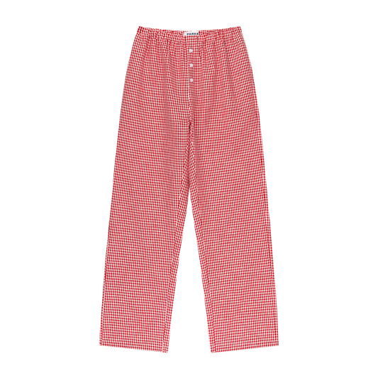 Gingham Linen Pants - Red Gingham