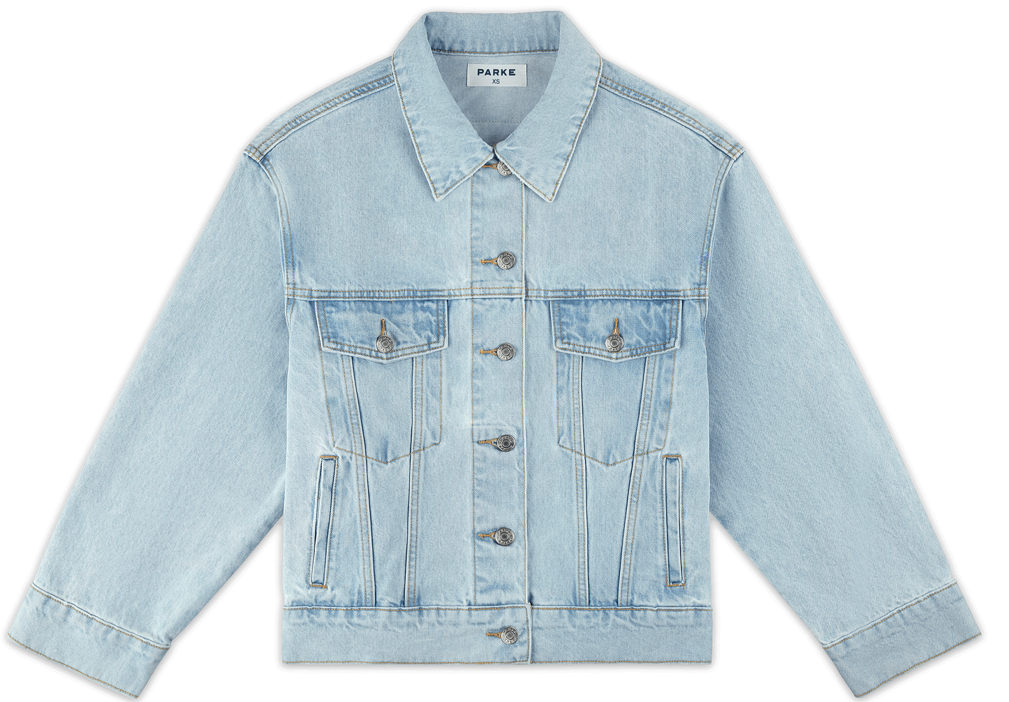 oversized jean jacket flat lay -light wash