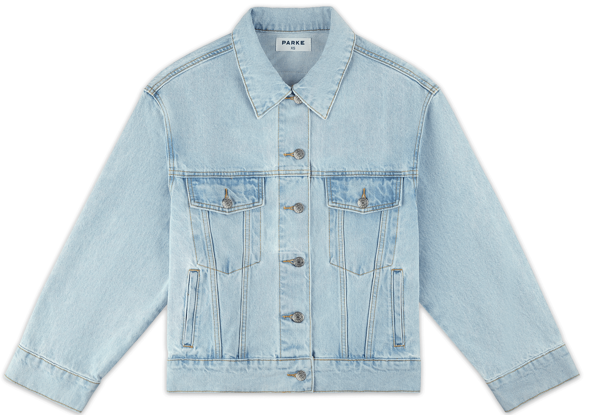 oversized jean jacket flat lay -light wash