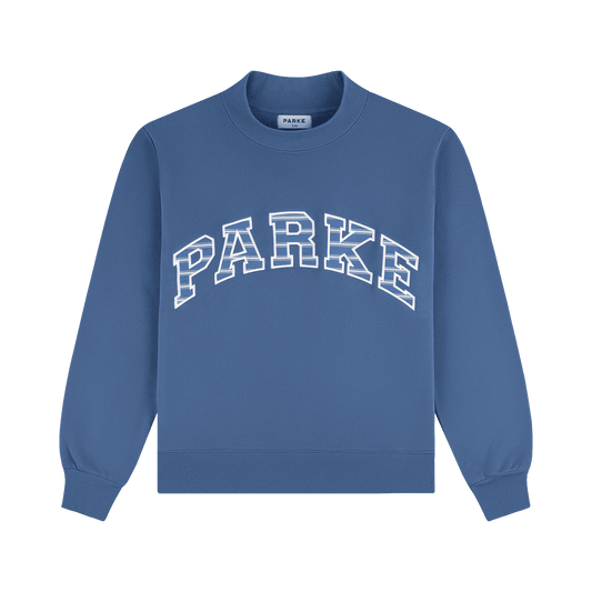 Varsity Mockneck - Washed Indigo + Washed Indigo Stripe
