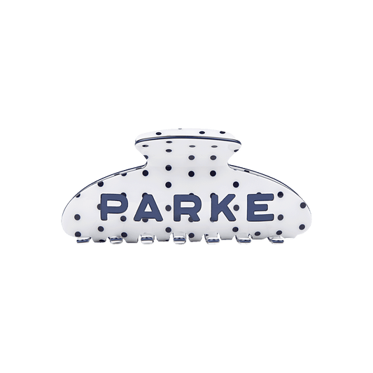 Preoder Claw Clip - White + Denim Polka Dot
