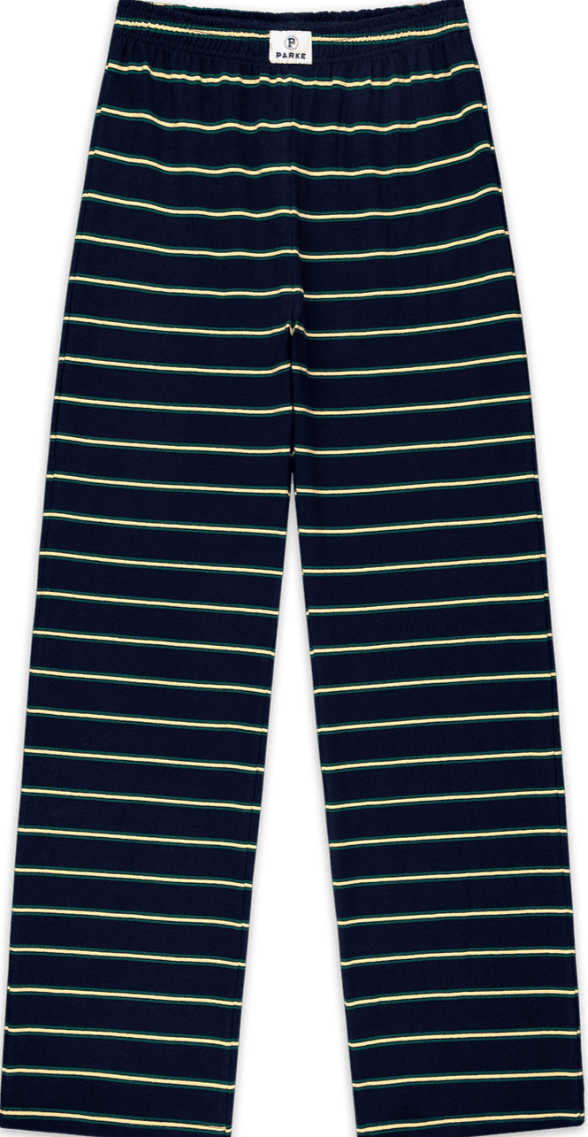cotton boxer pants flat lay -denim stripe
