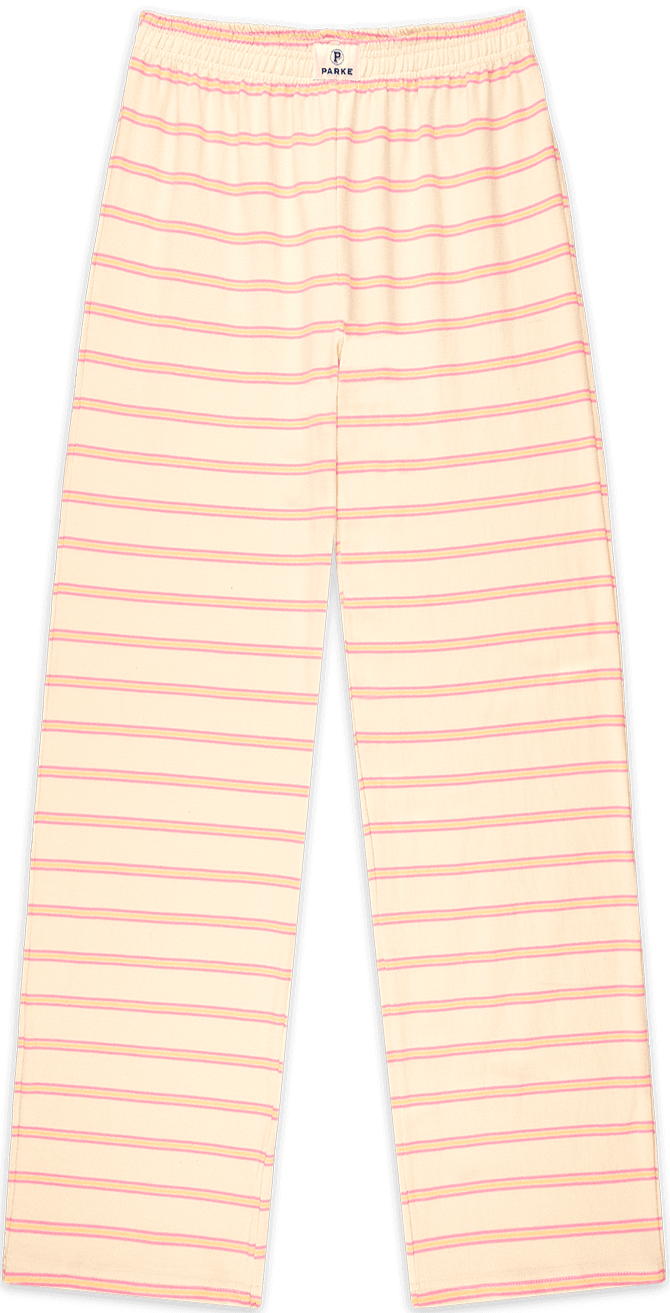 cotton boxer pants flat lay -cream stripe