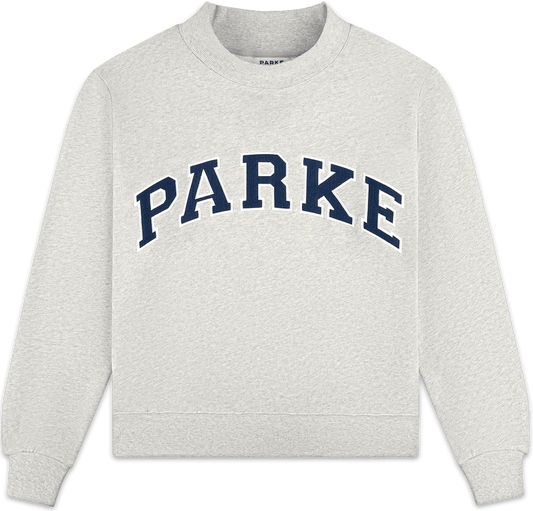 heritage varsity mockneck flat lay -classic grey + denim