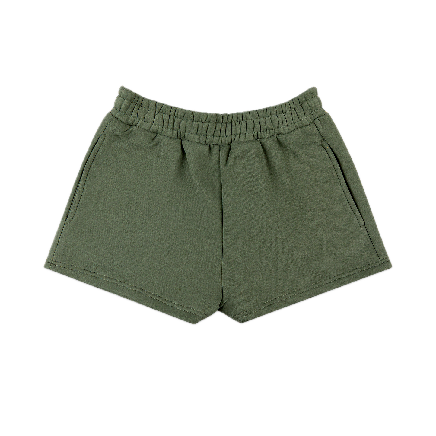 hunter green sweat shorts flat lay- hunter green