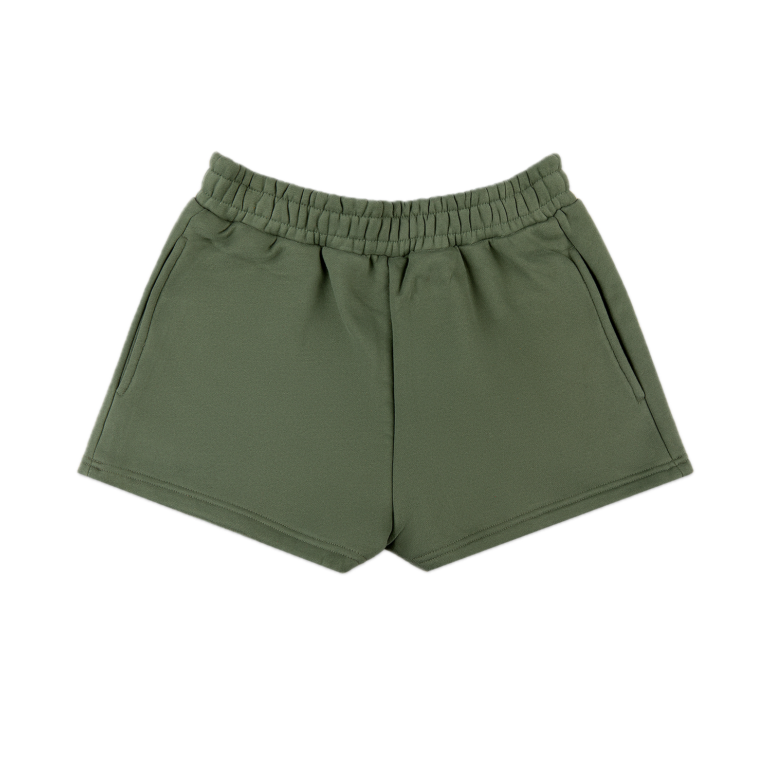 hunter green sweat shorts flat lay- hunter green