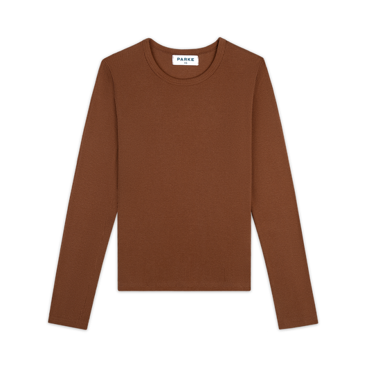 Ribbed Long Sleeve T-Shirt -mocha