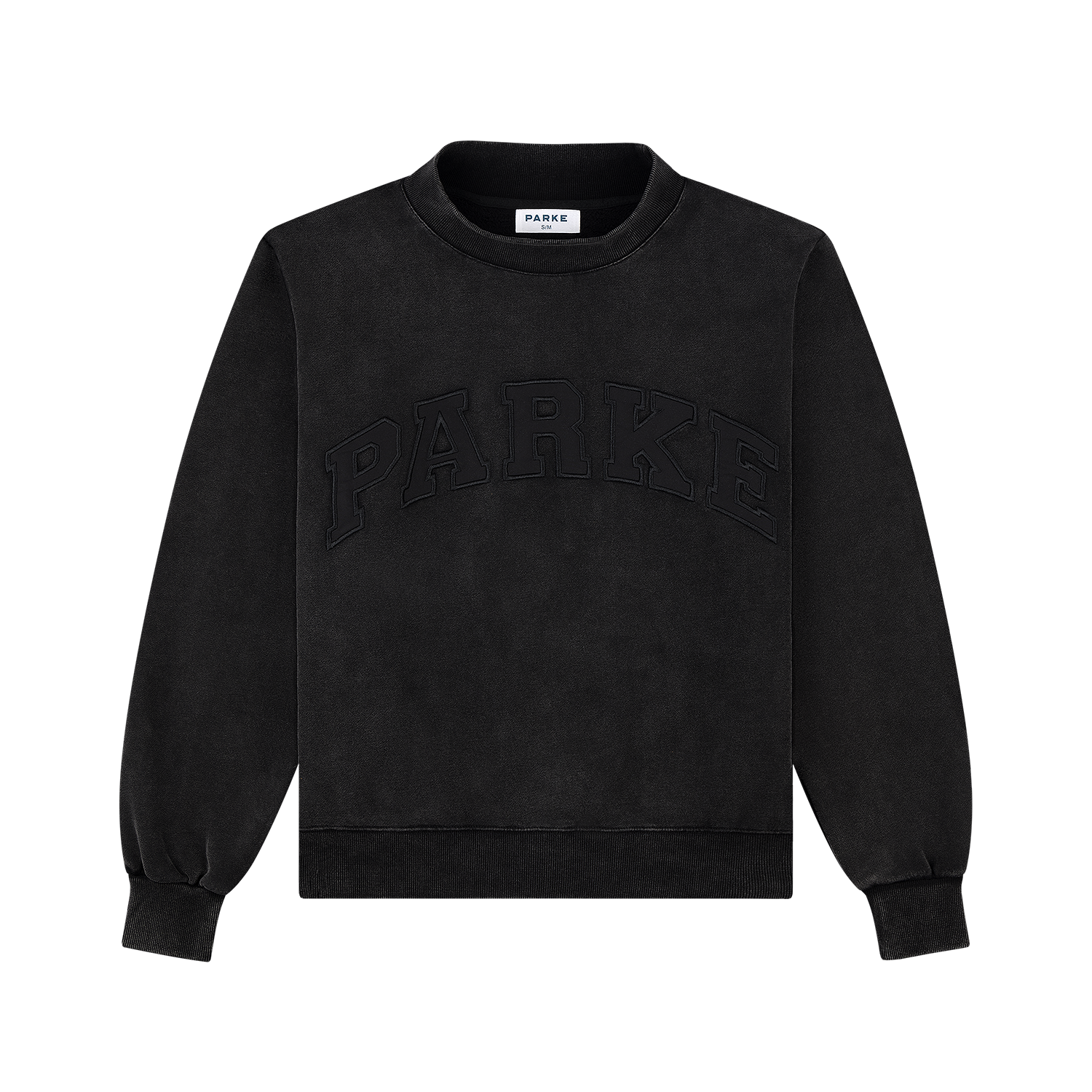 Halloween Varsity Mockneck flat lay -acid wash black + black