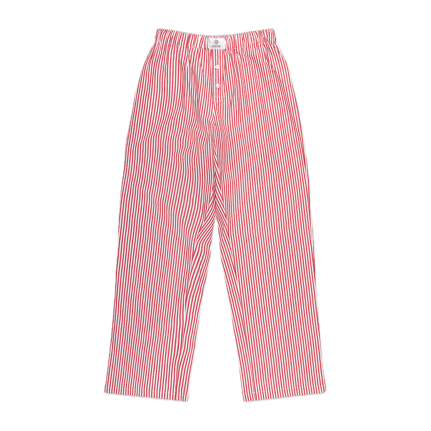 striped boxer pants flat lay - maroon stripe