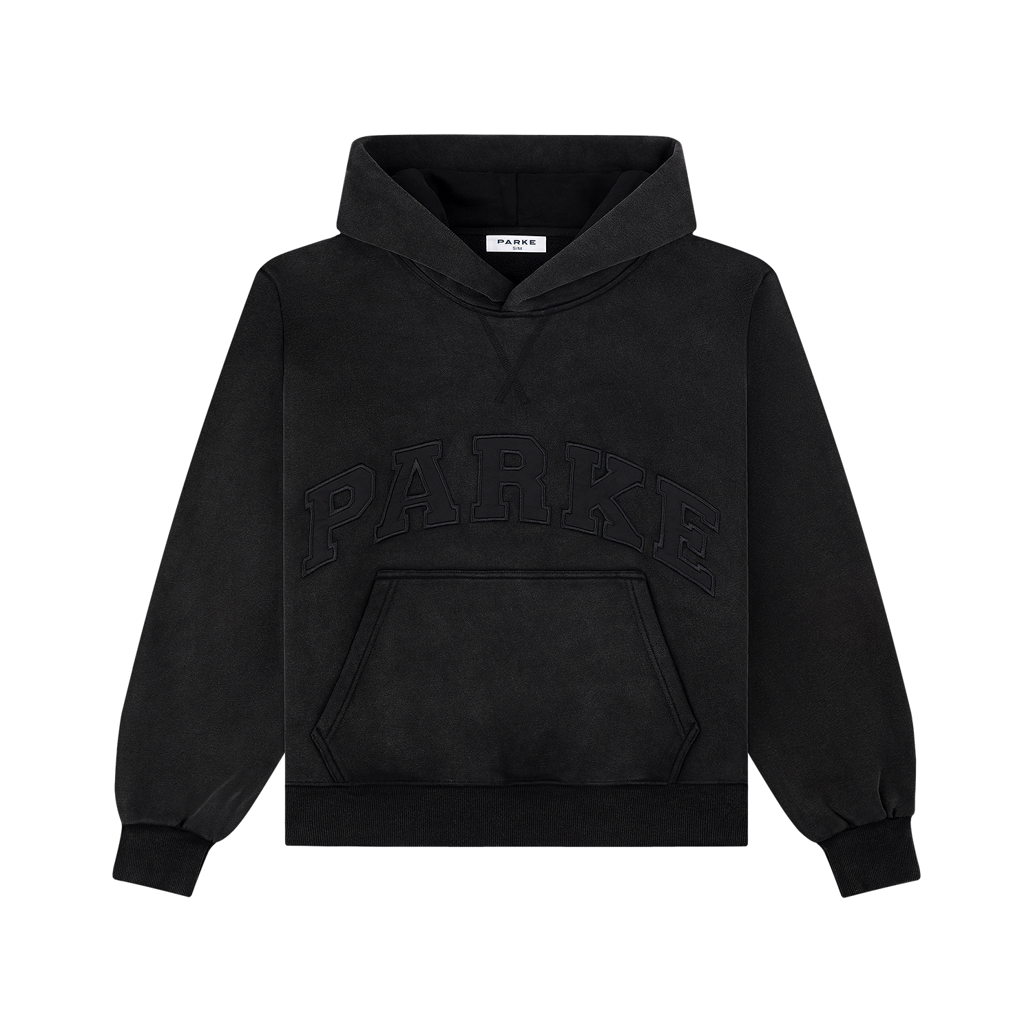Halloween Varsity Hoodie flat lay -acid wash black