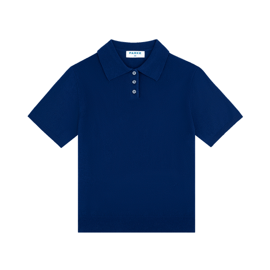 short sleeve classic polo sweater -navy